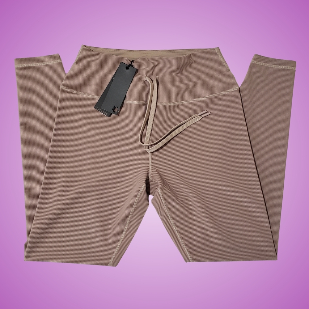 Greyson Cleo Ribbed Leggings Large Fawn Tan Brown NWT